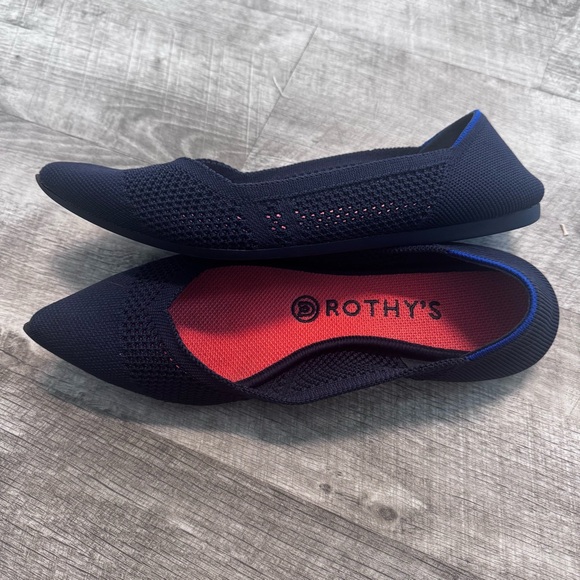 Rothy’s The Point Maritime Lattice Stitch Navy Blue Ballet Flat Womens Sz. W8.5 - Picture 4 of 7